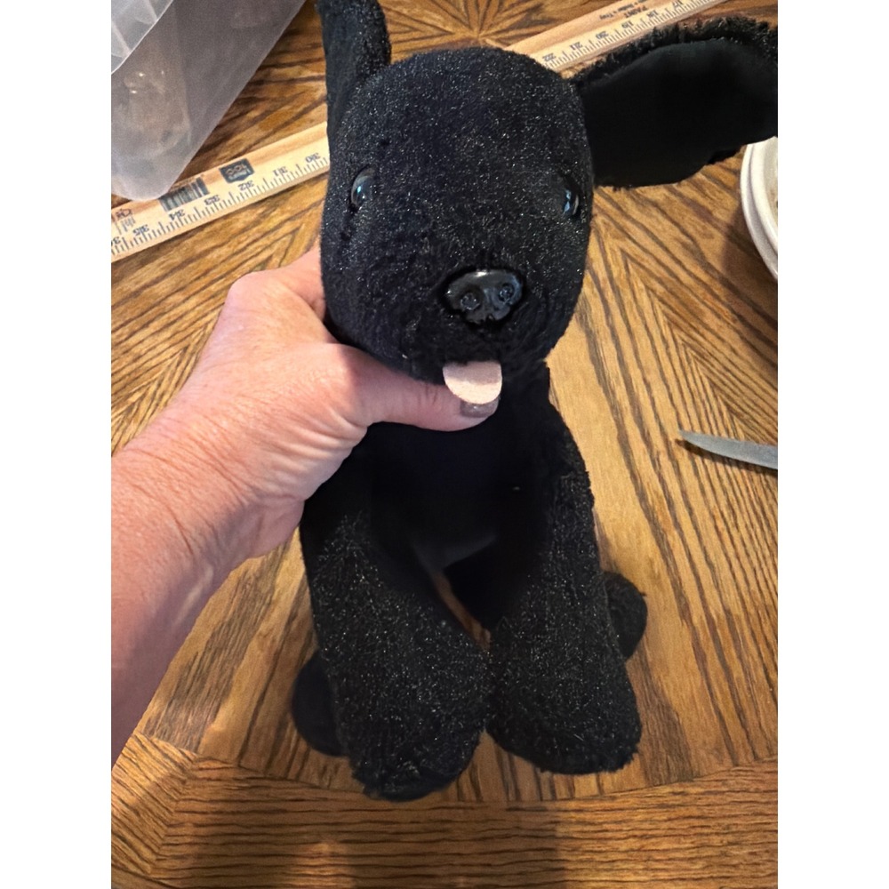 Melissa & Doug Black Dog Plush Stuffed Animal Puppy with Pink Tongue 9 Inch
